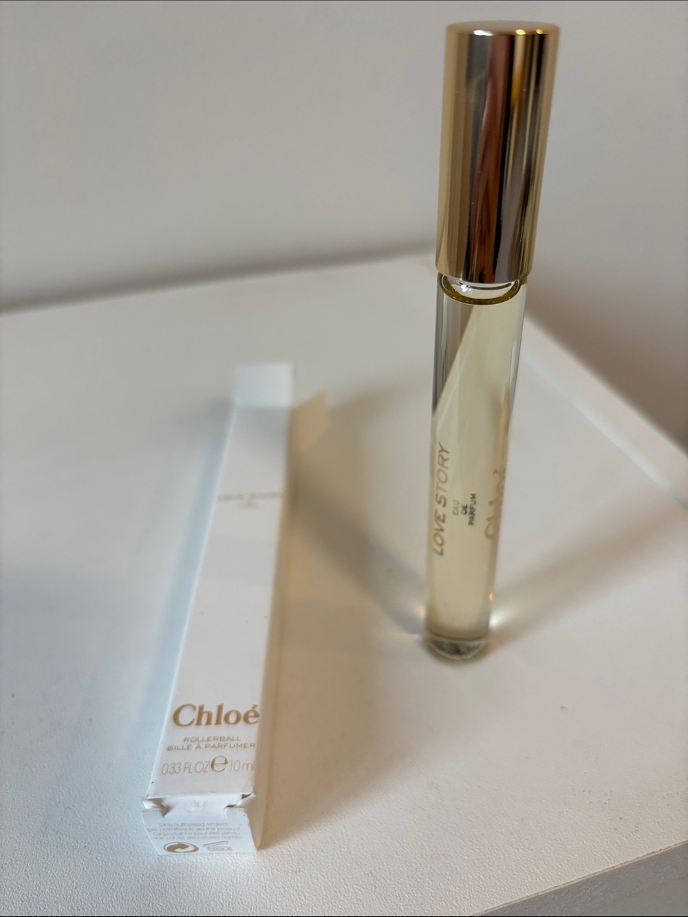 Chloé Love Story Rollerball in Clear Glass with Gold Cap